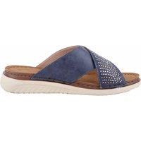 ABSOLUTE FOOTWEAR Women's Ultra Lightweight Cross Over Summer Sandal with Diamante Trim in Navy | Size: 5