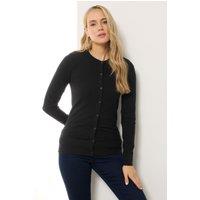 Long Tall Sally Women's Tall Crew Neck Button Cardigan in Black | Size: 10-12