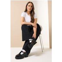 Yours Women's Patent Chunky T-Bar Mary Janes in Black | Size: 8EEE