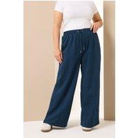 Yours Women's Wide Leg Joggers in Dark Navy | Size: 20