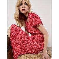 Apricot Women's Floral Fruit Wrap Midi Dress in Red | Size: 10