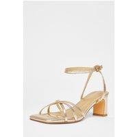 Quiz Women's Gold Wide Fit Strappy Block Heels | Size: 4