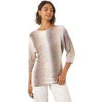 Roman Women's Ombre Stripe Knit Jumper in Beige | Size: 12