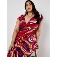 Apricot Women's Curve Abstract Swirl Maxi Dress in Pink | Size: 22