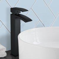 Nes Home Men's Arke Modern Extended Matte Black Design Countertop Basin Mono Mixer Tap + Waste