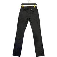 Nudie Jeans Men's Coated Fabric Jeans with Button Closure & Logo Patch - Black Jeans | Size: 40