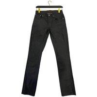 Nudie Jeans Men's Coated Fabric Jeans with Button Closure & Logo Patch - Black Jeans | Size: 38
