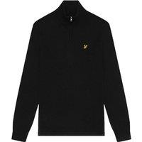 Lyle & Scott Men's Merino Wool Quarter Zip Golf Jumper in Black | Size: XS