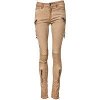Plein Sud Women's Mid Waist Skinny Jeans with Logo Details in Brown | Size: 10