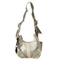 Beige Nylon Shoulder Bag- White
