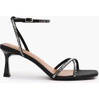 'Sammi' Square Toe Low Block Heel With Diamante Cross Over Strap Detail