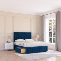 Sloomy Manhattan Divan Bed Base No Drawers & 54" Floor Standing Headboard in Navy | Size: Small Double