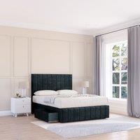 Sloomy Manhattan Divan Bed Base No Drawers & 54" Floor Standing Headboard in Black | Size: Single
