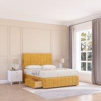 Sloomy Manhattan Divan Bed Base No Drawers & 54" Floor Standing Headboard in Mustard | Size: Small Single