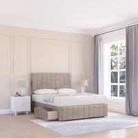 Sloomy Manhattan Divan Bed Base No Drawers & 54 Floor Standing Headboard in Cream | Size: Super King