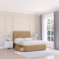 Sloomy California Divan Bed Base No Drawers 12" Footboard & 26" Struts Headboard in Light Brown | Size: Small Double