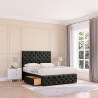 Sloomy Watson Divan Bed Base No Drawers 12" Footboard & 26" Struts Headboard in Dark Grey | Size: Small Double