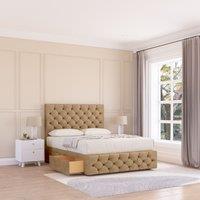 Sloomy Watson Divan Bed Base No Drawers 12" Footboard & 26" Struts Headboard in Light Brown | Size: Single