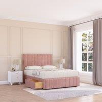 Sloomy California Divan Bed Base No Drawers 12" Footboard & 26" Struts Headboard in Pink | Size: Small Double