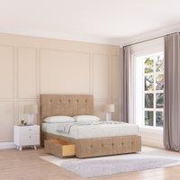 Sloomy Highbury Divan Bed Base No Drawers & 54" Floor Standing Headboard in Light Beige | Size: Super King