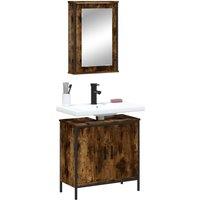 Berkfield Home 2 Piece Bathroom Furniture Set Smoked Oak Engineered Wood in Brown