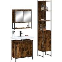Berkfield Home 3 Piece Bathroom Furniture Set Smoked Oak Engineered Wood in Brown