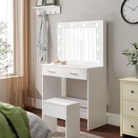 Comfy Living Ltd Dressing Table & Stool Set with LED Lit Mirror In White