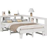 Bookcase Bed without Mattress White 120x190cm Small Double Solid Wood Pine