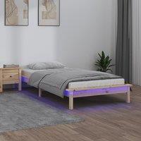 Berkfield Home LED Bed Frame 90x190 cm Single Solid Wood in Brown