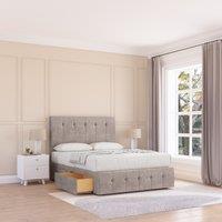 Sloomy Cambridge Divan Bed Base No Drawers 12" Footboard & 26" Struts Headboard in Stone | Size: Single