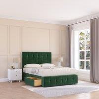 Sloomy Cambridge Divan Bed Base No Drawers 12" Footboard & 26" Struts Headboard in Emerald | Size: Small Single