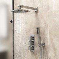 Nes Home Cameo 3 Dial 2 Way Square Shower Head & Handset Set in Silver