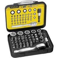 Stanley 1 4in Drive Ratchet, Bit & Socket Set, 39 Piece