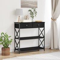 Berkfield Home Console Table Black Oak 75x28x75 cm Engineered Wood & Steel | Size: 75 x 28 x 75 cm