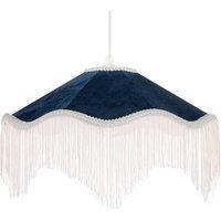 Happy Homewares Ornate Victorian Shape Pendant Light Shade in Midnight Blue Velvet