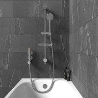 Nes Home Mini Vertical Thermostatic Shower Mixer Valve Slider Rail Handset Hose in Silver