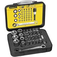 Stanley 1 4in Drive Bit & Socket Set Of 39 Ratchet End