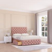Sloomy Watson Divan Bed Base No Drawers 12 Footboard & 26 Struts Headboard in Pink | Size: Super King