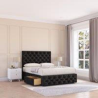 Sloomy Watson Divan Bed Base No Drawers 12" Footboard & 26" Struts Headboard in Black | Size: King