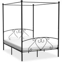 Berkfield Home Canopy Bed Frame Black Metal 160x200 cm