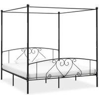 Berkfield Home Canopy Bed Frame Black Metal 6FT Super King
