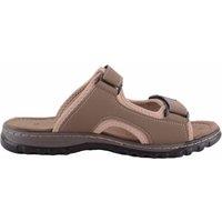 ABSOLUTE FOOTWEAR Men's Ultra Lightweight Touch & Close Twin Strap Slip On Mule Sandals in Taupe | Size: 11