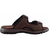 ABSOLUTE FOOTWEAR Men's Ultra Lightweight Touch & Close Twin Strap Slip On Mule Sandals in Brown | Size: 11