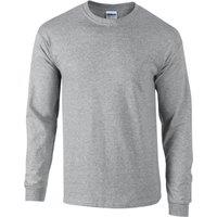 Gildan Men's Ultra Cotton Long-Sleeved T-Shirt in Grey | Size: 5XL