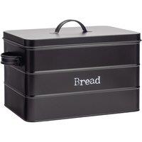 Harbour Housewares Kitchen Bread Bin - Vintage Metal Kitchen Storage Container Tin in Black
