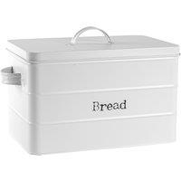 Harbour Housewares Kitchen Bread Bin - Vintage Metal Kitchen Storage Container Tin in White