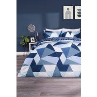 OHS Geometric Shapes Duvet Cover with Pillowcase Set Bedding Quilt in Navy | Size: Double