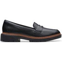 Clarks Women's Westlynn Glow Black Leather Loafers, Slip Ons | Size: 6-Standard Fit