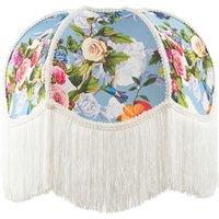 Happy Homewares Victorian Empire Lamp Shade in Sky Blue with Colourful Floral Decor | Size: 14 inches