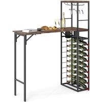Costway Bar Table Tall Kitchen Island Table with Foldable Tabletop in Brown